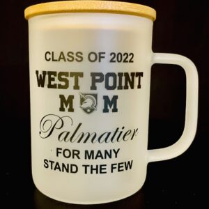 A mug that says class of 2 0 2 2 west point mom palmatier for many stand the few.